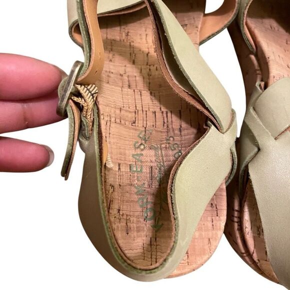 Kork-Ease Womens Myrna Wedge Sandals 8M Tan Leather Buckle Closure Cork Wrapped - Picture 6 of 7
